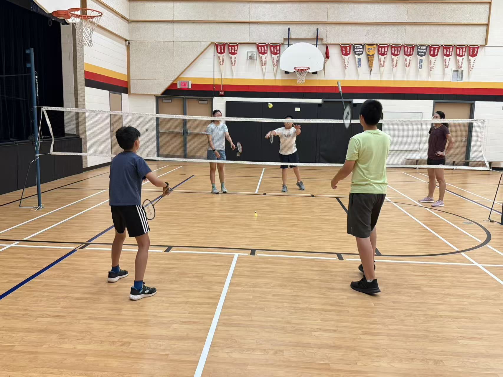 Playing badminton